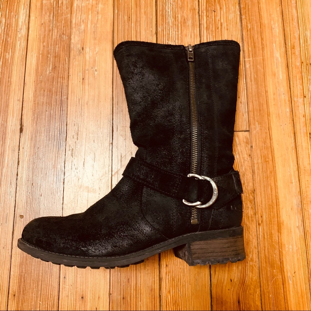 EUC UGG Silva black buckle boot w python zip 8